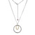 Sterling Silver  Elle "Circadia" Rhodium And Yellow Gold Cubic Zirconia Circle Drop Pendant On A Rolo Chain 28"+2"