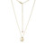 Sterling Silver  Elle "Luna" Yellow Gold Plated Large Pearl Drop Necklace On Rope Chain 17" + 3"