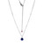 Sterling Silver  Elle "Birthstone" Rhodium Plated Created Sapphire With Lab Grown Diamond 1-2Pt(F/C H-I/I1) On Faceted Diamond Cut Cable Chain 17" + 2"