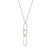 Sterling Silver  Elle "Parallel" Rodium And Yellow Gold Plated Elongated Drop Necklace On A Rolo Chain 28" + 2 "