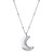 Sterling Silver  Elle " Motif" Rodium Plated Cz Moon Pendant 17" + 3" Extension