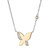 Sterling Silver  Elle " Motif" Gold Plated Cz Butterfly Pendant 17" + 3" Diamond Cut Cable Chain