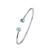 Sterling Silver  Elle "Marble" Rhodium Plated 6Mm Genuine Blue Topaz Cushion Cut Cuff Bangle 6.5"