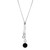 Sterling Silver  Elle "Nautical" Rhodium Plated Genuine 12Mm Roudn Black Agate & 6Mm Round Howlite With Rope Trim Adjustable Lariate Necklace 28"