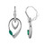 Sterling Silver  Elle "Swing" Rhodium Plated Created Emerald 6X3Mm &Pave Cz Double Pear Shape Dangle Earring