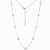 Sterling Silver Genuine White Freshwater Pearl (6 & 5Mm) And Round Cz (6 & 4Mm) Station Necklace, Measures 24" Long, Plus 2" Extender For Adjustable Length, 2 Tone, Rhodium And 18K Yellow Gold Plated