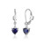 Sterling Silver Earrings With Lab Created Sapphire (Heart Shape 5Mm) And Lab Grown Diamond (Total Weight 2Pt, F/C, H-I/I1), Lever Back, Rhodium Plated