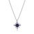 Sterling Silver Necklace With Lab Created Sapphire (Round Shape 6 & 2.25Mm) And Lab Grown Diamond (Total Weight 4Pt, F/C, H-I/I1), Measures 18" Long, Plus 2" Extender For Adjustable Length, Rhodium Plated