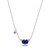Sterling Silver Necklace With Lab Created Sapphire (Oval Shape 7X5Mm) And Lab Grown Diamond (Total Weight 3Pt, F/C, H-I/I1), Measures 18" Long, Plus 2" Extender For Adjustable Length, Rhodium Plated