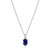 Sterling Silver Necklace With Lab Created Sapphire (Oval Shape 7X5Mm) And Lab Grown Diamond (Total Weight 2Pt, F/C, H-I/I1), Measures 18" Long, Plus 2" Extender For Adjustable Length, Rhodium Plated