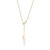 Sterling Silver Necklace With Genuine Howlite  (26X6X2Mm) And Cz Lariat, Measures 17" Long, Plus 3" Extender For Adjustable Length, 18K Yellow Gold Plated