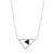 Sterling Silver Necklace With Genuine Black Agate  (6X3Mm) And Pave Cz Triangle, Measures 17" Long, Plus 3" Extender For Adjustable Length, Rhodium Plated