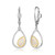 Sterling Silver Dangle Earrings With Pear Shape (13X10Mm) And Pave Cz, Lever Back, 2 Tone, Rhodium And 18K Yellow Gold Plated