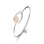 Sterling Silver Bangle With Pear Shape (21X15Mm) And Pave Cz, Circumference 6.75", 2 Tone, Rhodium And 18K Yellow Gold Plated