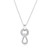 Sterling Silver Necklace With Circle And Pear Shape Pave Cz Link, Measures 18" Long, Plus 2" Extender For Adjustable Length, Rhodium Plated