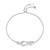 Sterling Silver Bolo Bracelet With Pave Cz, Circumference Up To 9", Rhodium Plated