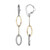 Sterling Silver Earrings Made With Marquise Hammered Links And Cz Link (16X8Mm), Lever Back, 2 Tone, Yellow Gold And Rhodium Plated