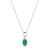 Sterling Silver Necklace With Oval Shape Genuine Chrysoprase (11X7X3.5Mm) And Cz, Measures 17" Long, Plus 3" Extender For Adjustable Length, Rhodium Plated