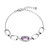 Sterling Silver Bracelet With Oval Shape Genuine Amethyst (11X7X3.5Mm) And Cz, Measures 6.75" Long, Plus 1.25" Extender For Adjustable Length, Rhodium Plated