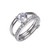 Sterling Silver Ring, Double Band With Round 7Mm Cz , Size 6, Rhodium Plated