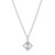 Sterling Silver Necklace Made Of Synthetic White Crystal (Cushion 12X12X5Mm) And Cz,  18"+2", Rhodium Plated