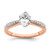 14KT Rose Gold Leaf Design (Holds 3/4 carat (7.1x5.4mm) Oval Center) 1/6 carat Diamond Semi-Mount Engagement Ring