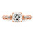 14KT Rose Gold (Holds 1.5 carat (7.00mm) Cushion Center) 1/6 carat Diamond Semi-Mount Engagement Ring