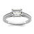 14KT White Gold East West (Holds 3/4 carat (6.1x4.5mm) Emerald-cut Center) 1/8 carat Diamond Semi-Mount Engagement Ring