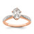 14KT Rose Gold Leaf Design (Holds 1 carat (8.00x6.1mm) Oval Center) 1/5 carat Diamond Semi-Mount Engagement Ring