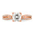 14KT Rose Gold Split Shank (Holds 1 carat (6.00mm) Cushion Center) 1/6 carat Diamond Semi-Mount Engagement Ring