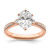 14KT Rose Gold (Holds 1.5 carat (9.2x6.9mm) Oval Center) 1/8 carat Diamond Semi-Mount Engagement Ring