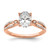 14KT Rose Gold Split Shank (Holds 1 carat (8.00x6.1mm) Oval Center) 1/6 carat Diamond Semi-Mount Engagement Ring