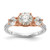 14KT White and Rose Gold 3-Stone (Holds 1 carat (6.5mm) Round Center and (2-4.6mm) Round Sides) Diamond Semi-mount Engagement Ring