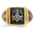 14KT Men's Polished, Antiqued & Textured Onyx Masonic Ring