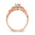 14KT Rose Gold Two Hearts (Holds 1/2 carat (6.2x4.7mm) Oval Center) 1/4 carat Diamond Semi-mount Engagement Ring