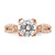 14KT Rose Gold 2-Row (Holds 2 carat (8.2mm) Round Center) 1/4 carat Diamond Semi-Mount Engagment Ring