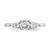 14KT White Gold 3-Stone Plus (Holds 1/2 carat (5.5mm) Round Center) 2-3.00mm and 2-2.00mm Round Side Diamonds Semi-Mount Engagement Ring