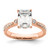 14KT Rose Gold (Holds 2 carat (8.7x6.4mm) Emerald-cut Center) 1/5 carat Diamond Semi-Mount Engagement Ring