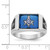 14KT White Gold Men's Polished and Textured with Black Enamel and Imitation Blue Spinel Masonic Ring