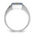 14KT White Gold Men's Polished and Textured with Black Enamel and Imitation Blue Spinel Masonic Ring