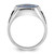 14KT White Gold Men's Polished and Textured with Black Enamel and Imitation Blue Spinel Masonic Ring