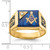 10KT Men's Polished and Textured with Black Enamel, Imitation Blue Spinel and AA Quality Diamond Masonic Ring