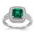 14KT White Gold Cushion Created Gemstone and Diamond Halo Ring