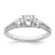 14KT White Gold 3-Stone Plus (Holds 3/4 carat (5.8mm) Round Center) Includes 1/3 carat tw. Side Stones Semi-Mount Engagement Ring