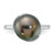 14KT White Gold Brushed 10-11mm Round Black Tahitian Pearl Ring