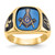 14KT Men's Polished, Antiqued and Textured with Imitation Blue Spinel Masonic Ring