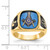 14KT Men's Polished, Antiqued and Textured with Imitation Blue Spinel Masonic Ring