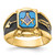 14KT Men's Polished, Antiqued and Textured with Imitation Blue Spinel Masonic Ring
