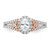 14KT White and Rose Gold Halo Plus (Holds 3/8 carat (5.8x3.9mm) Oval Center) 3/8 carat Diamond Semi-mount Engagement Ring