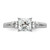 14KT White Gold 3 Stone 1ct Cushion Semi-Mount Including 2-3.2mm Side Stones Engagement Diamond Ring